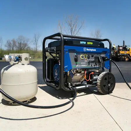generator with 20lb propane tank